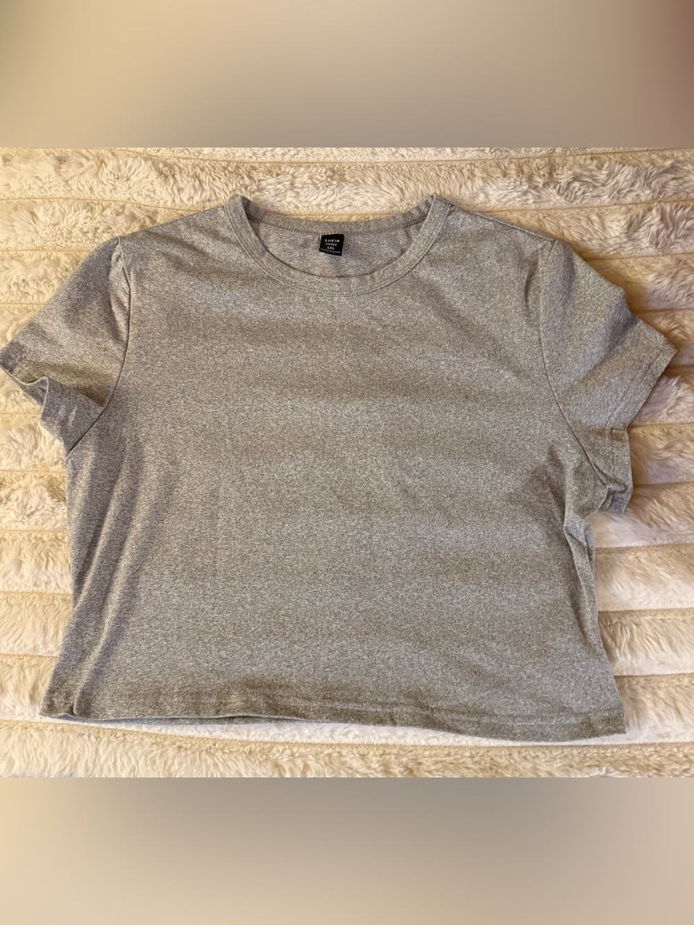 SHEIN Gray Heathered Crop Tee